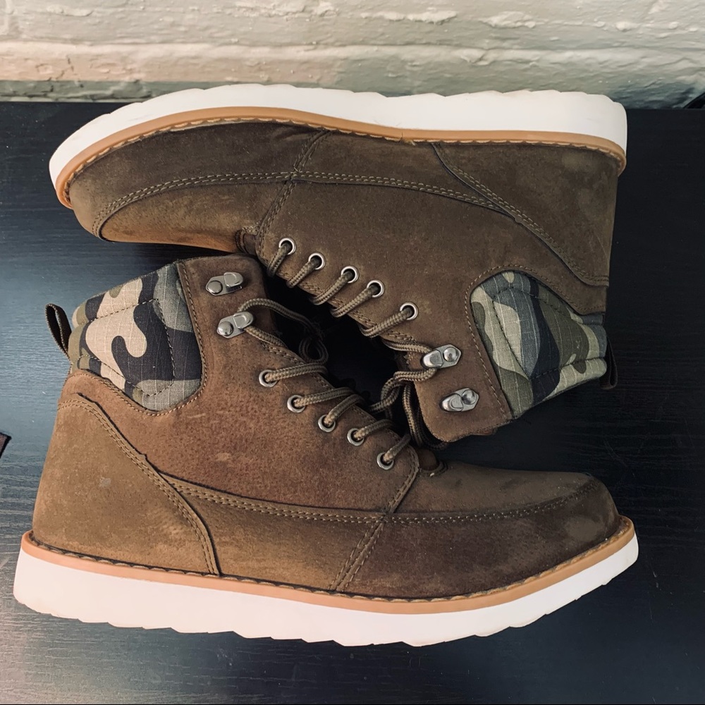 Brown White Camo mens ankle boots casual comfort streetwear sneaker size 10